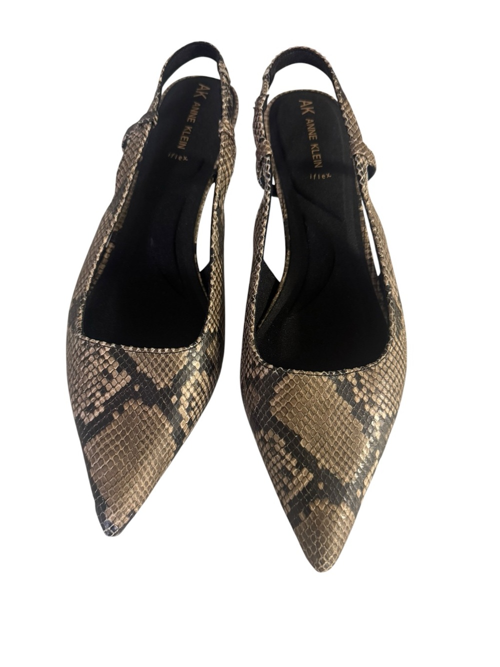 Anne Klein Snake-Print Slingback Pointed Pumps in Gold and Black